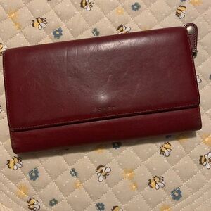 Coach Women's Burgundy Trifold Wallet